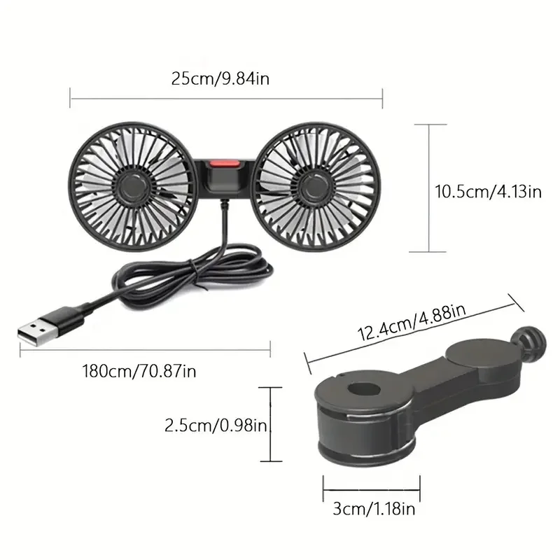 360° Dual Backseat Cooling Fan – Adjustable Car Air Circulator for Summer