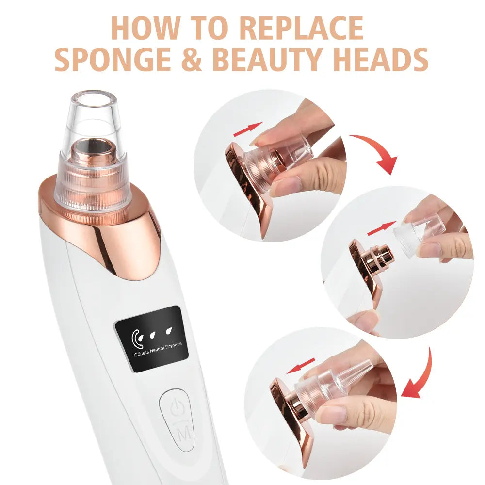 2026 Newest Facial Blackhead Remover Pore Vacuum - USB Rechargeable with Rechargeable Battery, 4 Replacement Tips, Heat Compression - Extractor Tool Set Skin Care Devices for Effective Blackhead Removal,Back to School,Back to School Haul