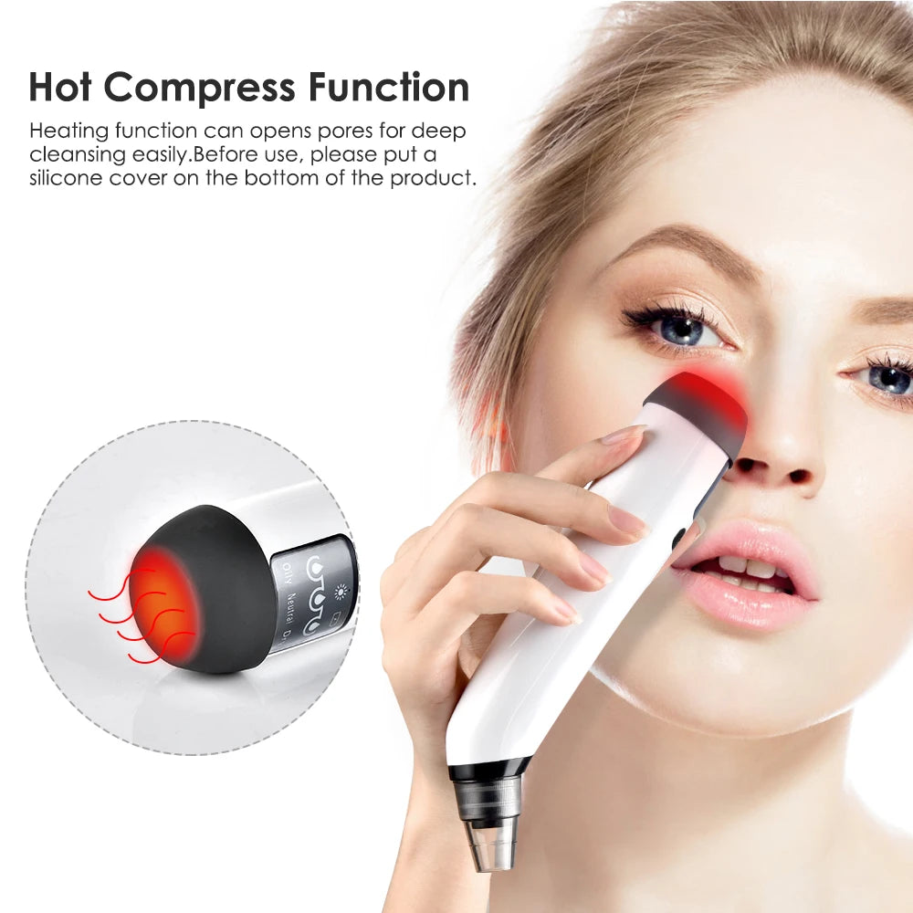 Facial Blackhead Remover Pore Cleaner Heat Function Nose T Zone Face Deep Acne Pimple Removal Face Household SPA Skincare Tools