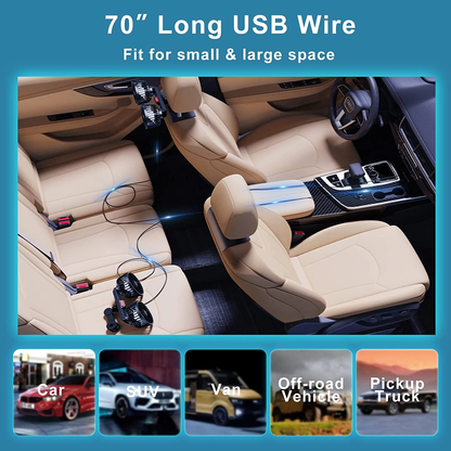 360° Dual Backseat Cooling Fan – Adjustable Car Air Circulator for Summer