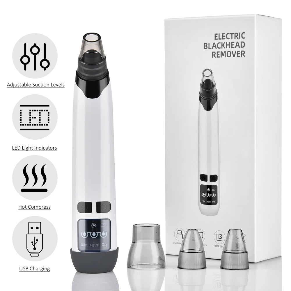Facial Blackhead Remover Pore Cleaner Heat Function Nose T Zone Face Deep Acne Pimple Removal Face Household SPA Skincare Tools