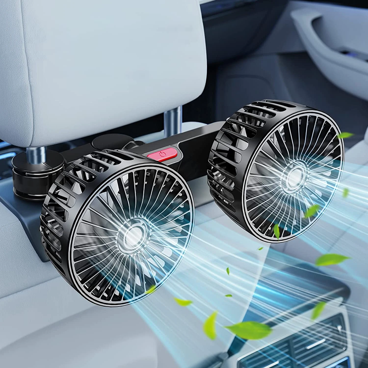 360° Dual Backseat Cooling Fan – Adjustable Car Air Circulator for Summer