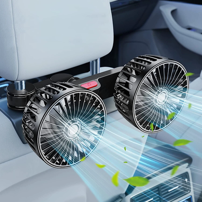 360° Dual Backseat Cooling Fan – Adjustable Car Air Circulator for Summer